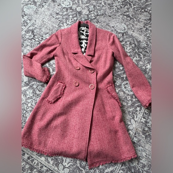 CAbi Pink Trench Coat with Gold Buttons Sz 4 - Picture 3 of 6